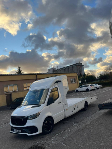 Photo Mercedes Benz Sprinter W907 W910 Full Body Kit Sport Front Bumper Tuning 2018-2025 (With Parking Sensor) | DL Auto Design