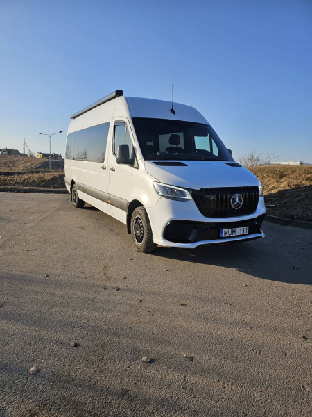 Photo Mercedes Benz Sprinter W907 W910 Full Body Kit Sport Front Bumper Tuning 2018-2025 (With Parking Sensor) | DL Auto Design
