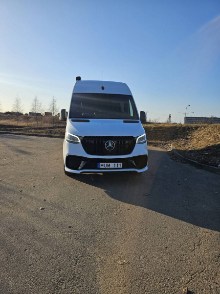 Photo Mercedes Benz Sprinter W907 W910 Full Body Kit Sport Front Bumper Tuning 2018-2025 (With Parking Sensor) | DL Auto Design