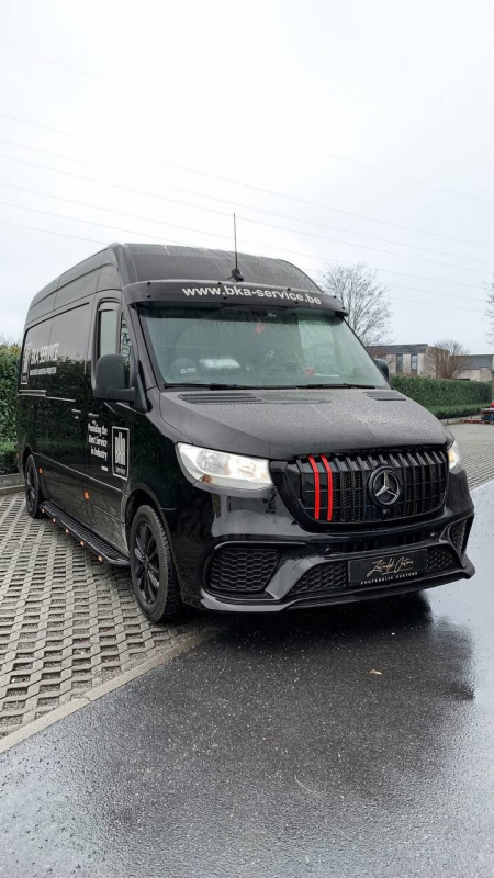 Photo Mercedes Benz Sprinter W907 W910 Full Body Kit Sport Front Bumper Tuning 2018-2025 (With Parking Sensor) | DL Auto Design