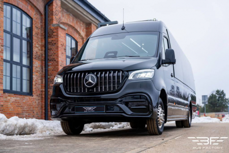 Photo Mercedes Benz Sprinter W907 W910 Full Body Kit Elegance Front Bumper Tuning 2018-2025 (With Parking Sensor) | DL Auto Design