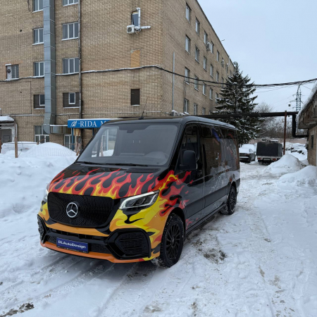 Photo Mercedes Benz Sprinter W907 W910 Full Body Kit Facelift Front Bumper Tuning 2018-2025 (With Parking Sensor) | DL Auto Design