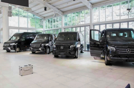 Photo Mercedes Benz Sprinter W907 W910 zestaw karoserii przedni zderzak Sport tuning 2018-2025 (z czujnikiem parkowania). Ze światłami przeciwmgłowymi w tym projekcie zderzaka, grill przedni gratis | DL Auto Design