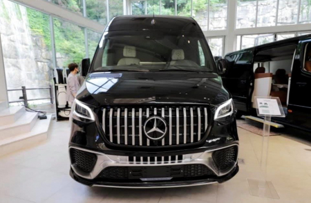 Photo Mercedes Benz Sprinter W907 W910 zestaw karoserii przedni zderzak Sport tuning 2018-2025 (z czujnikiem parkowania). Ze światłami przeciwmgłowymi w tym projekcie zderzaka, grill przedni gratis | DL Auto Design