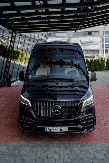Photo Mercedes Benz Sprinter W907 VIP (przedni zderzak + grill przedni dowolny wzór + tylny zderzak + progi boczne). Wysyłka do dowolnego kraju w Europie gratis | DL Auto Design