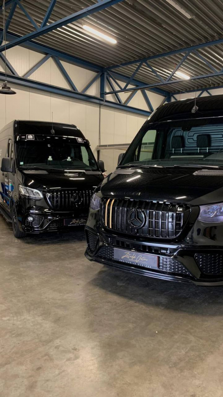 Photo Mercedes Benz Sprinter W907 VIP (przedni zderzak + grill przedni dowolny wzór + tylny zderzak + progi boczne). Wysyłka do dowolnego kraju w Europie gratis | DL Auto Design