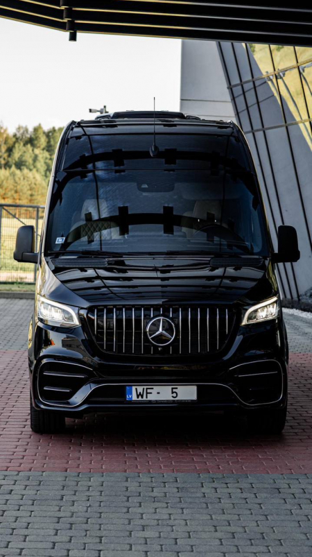 Photo Mercedes Benz Sprinter W907 VIP (przedni zderzak + grill przedni dowolny wzór + tylny zderzak + progi boczne). Wysyłka do dowolnego kraju w Europie gratis | DL Auto Design