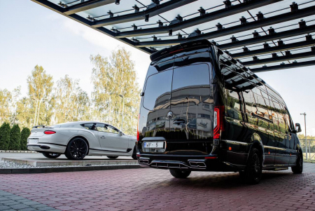 Photo Mercedes Benz Sprinter W907 VIP (przedni zderzak + grill przedni dowolny wzór + tylny zderzak + progi boczne). Wysyłka do dowolnego kraju w Europie gratis | DL Auto Design